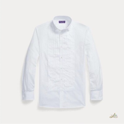 Ralph Lauren Purple Label Dexter Plissee Latz Smoking Hemd Größe 16,5