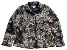 Requirements Women's Paisley Quilted Zip Up Jacket Collar Artsy Lightweight
