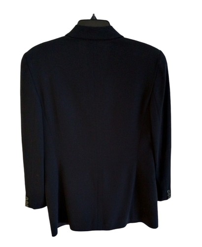 Giorgio Armani Milano Borgonuovo 21 Vintage Pure New Wool Blazer Black Size 44 - Picture 2 of 7