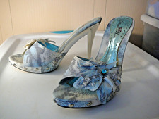Women's Heels Size 8 1/2 Wild Rose Blue Sling Back 5" 2 