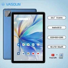 Android 14 Tablet 10.1", 12GB(6+6 Expand) RAM, 128GB ROM, Octa Core, Dual SIM 4G