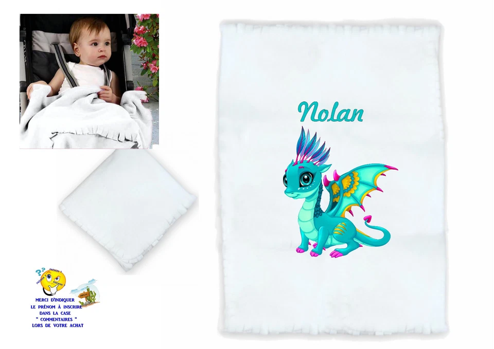plaid bébé personnalisé cadeau naissance prenom texte choix réf 17