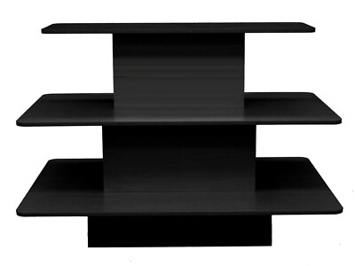 Black Wood Three Tiered Multi Level Retail Display 60 Inch Table