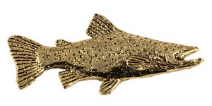 Authentic Brown Trout, Realistic Fish Pin, Pewter, F008 2 1/4" Lapel, Magnet, Fishing