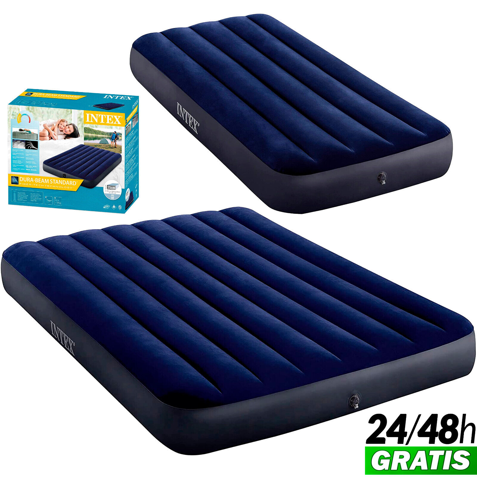 Cama Inflable Hinchable Viaje o Huespedes INTEX Dura-Beam Tecnologia  Fiber-Tech