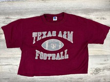Vintage 80s Texas A&M University Crop Top Shirt Large Single Stitch Made In USA