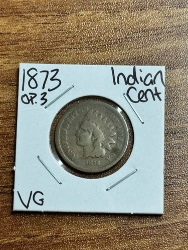 1873 Open 3 Indian Head Cent Penny VG Very Good Better Date 1c Coin (Raw18115)