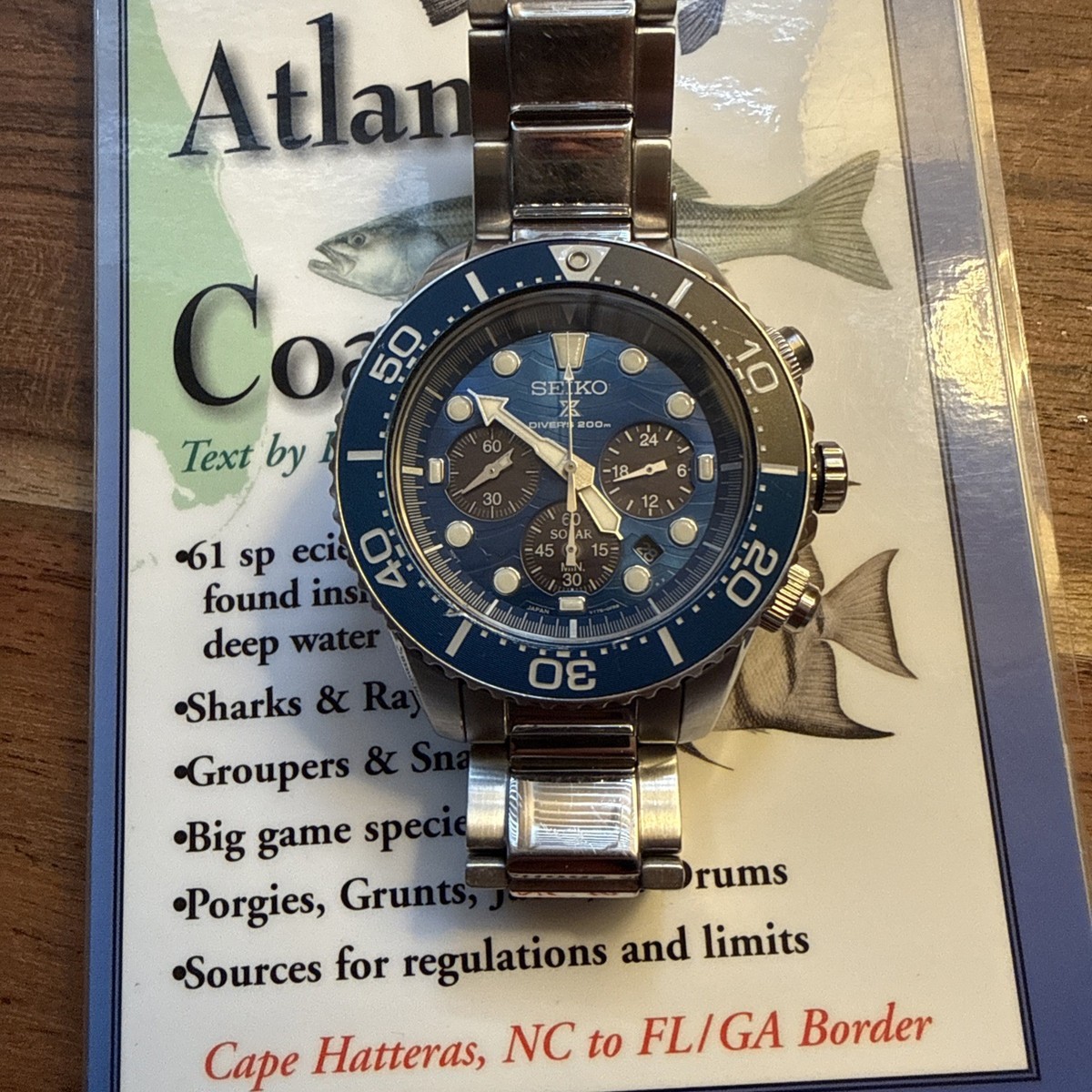 SEIKO Prospex Solar Diver's 200m 稼働 MINT]SEIKO Prospex Divers 200m V175-0EV0 chronograph Blue Solar