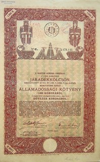 Hungary state bond 1.000 korona 1914 art deco