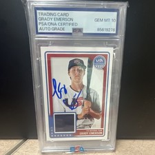 2023 Panini Stars & Stripes Grady Emerson 15U USA Baseball PSA 10