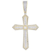 JFL Diamonds 10K Gelbgold Diamant Herren Charm Kreuz AnhäNger 2 CT