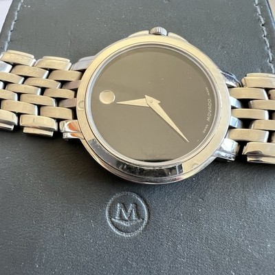 Movado Museum 35mm Silver Stainless Steel Men's Wristwatch 84 E4 9882 clean