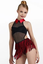 Dance Pre-Owned Costume Weissman D11118 Intermediate Child Red Fringe Jazz