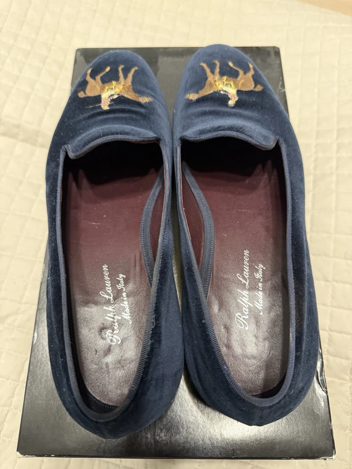 Ralph Lauren фиолетовый ярлык Alonzo мужчин стоя лошадь бархат тапочки 11 Италия - Изображение 3 из 4