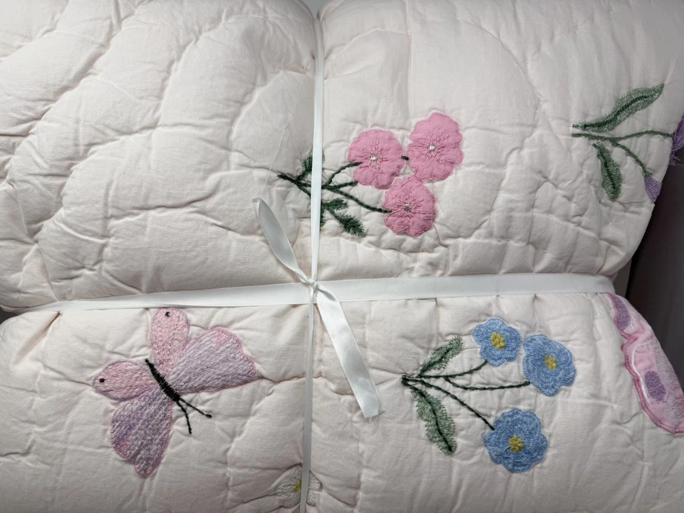 Nuevo Edredón Completo/Reina Pottery Barn Kids Flor Silvestre Mariposa Foto 2 de 3