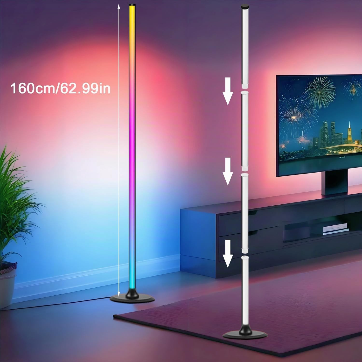 Lampade Da Terra 2 Pezzi,1.6M,Rgbw Lampada Da Terra LED Con Telecomando E APP,16 foto 5