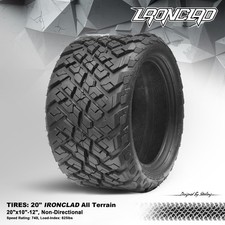 Steeleng Golf Cart 20x10-12 Ironclad Hybrid All Terrain Tires Set Of 4