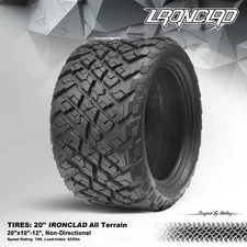 STEELENG GOLF CART 20"x10"-12" 'IRONCLAD' HYBRID ALL TERRAIN TIRES SET OF 4