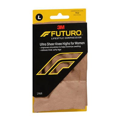 Futuro Ultra Sheer Knee Highs for Women Large Nude Mild  1 Pair  By 3M