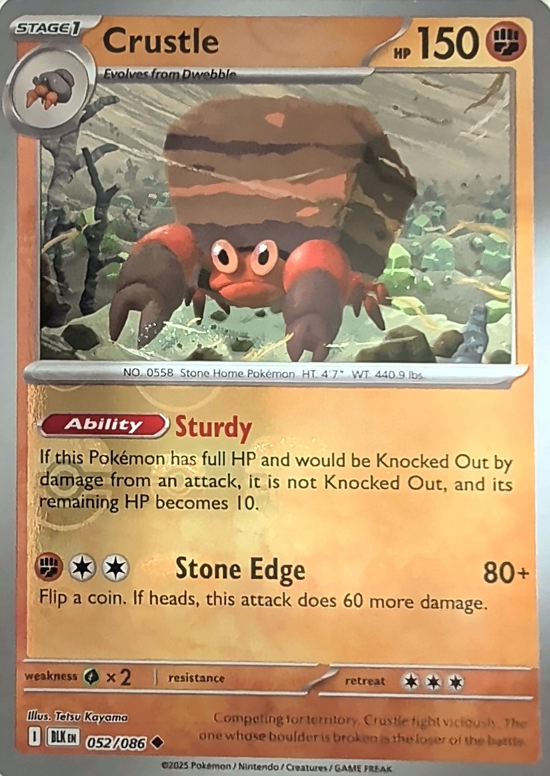 Crustle (Master Ball Pattern) 052/086 Uncommon SV: Black Bolt Pokemon Near Mint