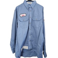 Bulwark Excel FR Flame Resistant Work Shirt Light Blue Mens Large SLU2LB4 Crist