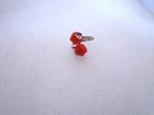 Antique 800 Silver Carved Rose  Coral Leaf  Ring Sz 4.5
