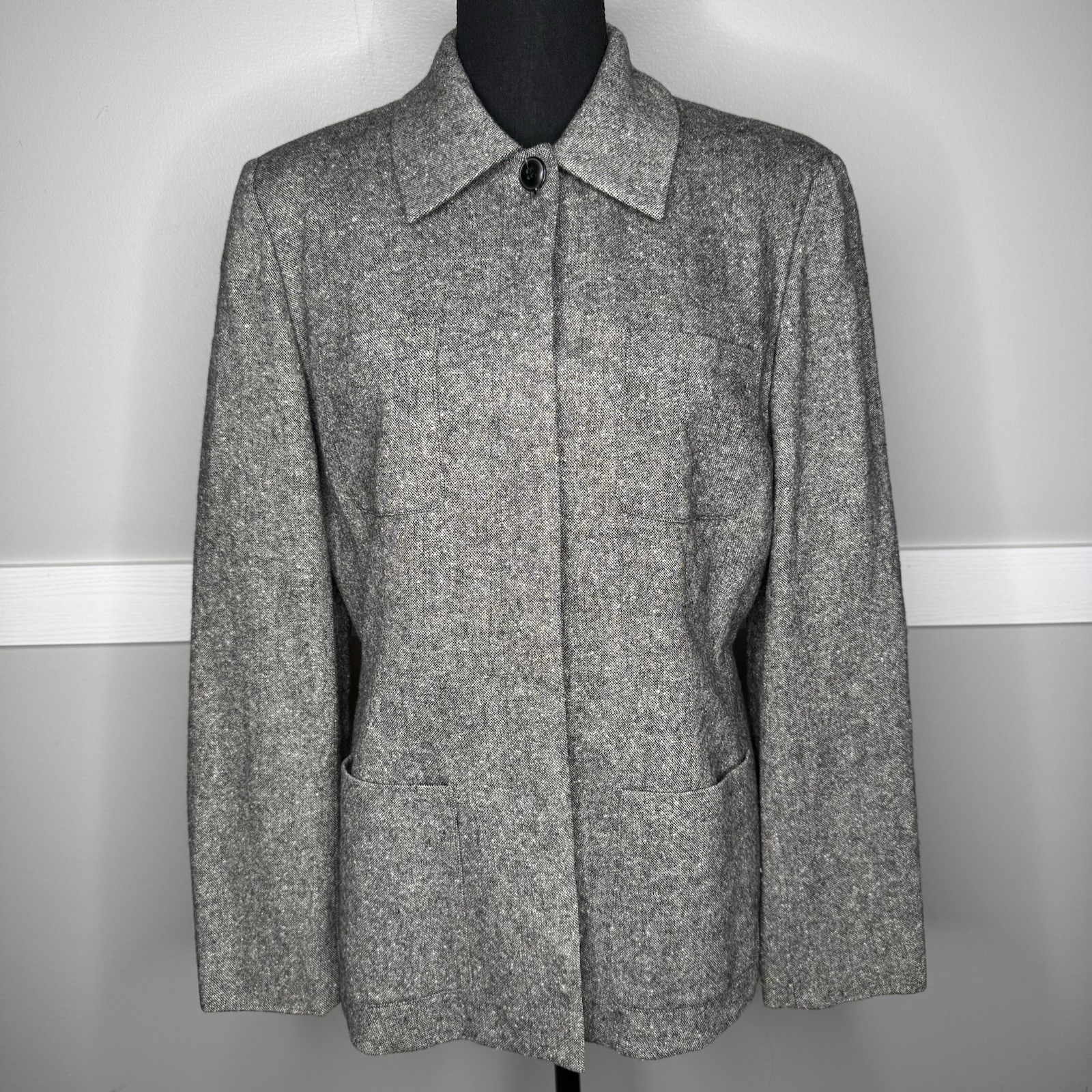 JONES NEW YORK Suit Tweed Blazer Jacket Women's Size 10 Wool Blend Gray