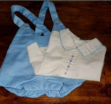 Vintage Nana's Pet for JCPenney 2 Piece Outfit Blue White 0-3 Month Soft
