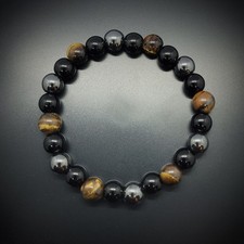 Triple Protection Bracelet Hematite Black Obsidian Tiger Eye Crystal Bracelet
