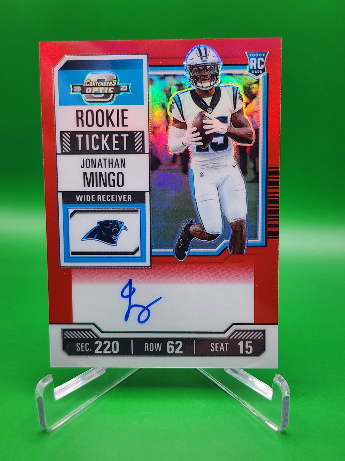 2023 Panini Contenders Optic JONATHAN MINGO #119 Rookie Ticket Auto Red /175