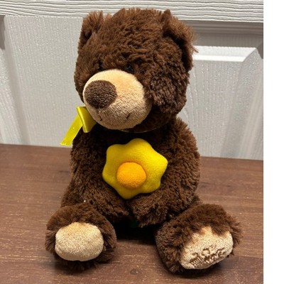 Daisy Bear Plush Yellow Bow & Daisy Brown Stuffed Animal Edible Arrangement