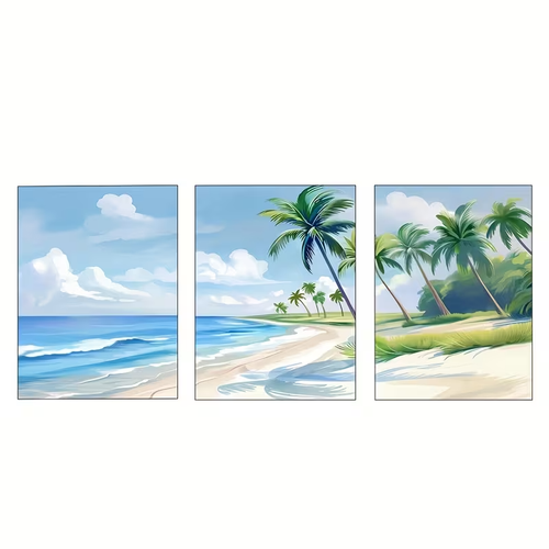 3pcs Sunset Or Sunrise Over a Wooden Pier Wall Art Canvas