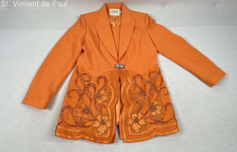 Chaqueta vintage Ferre Gianni Indo Western con detalles de cuentas bordadas para mujer talla 10 Foto 4 de 4