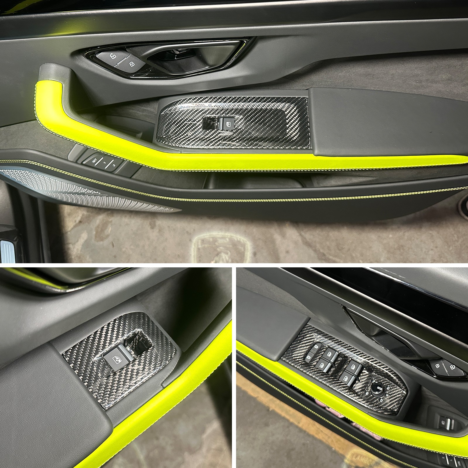 Fits 2018-2025 Lamborghini Urus Window Lift Switch Trim Cover Real Carbon Fiber