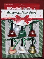 Kray-zee bells Christmas Tree Bells Ornaments set of 6 About Face Designs 2014 N
