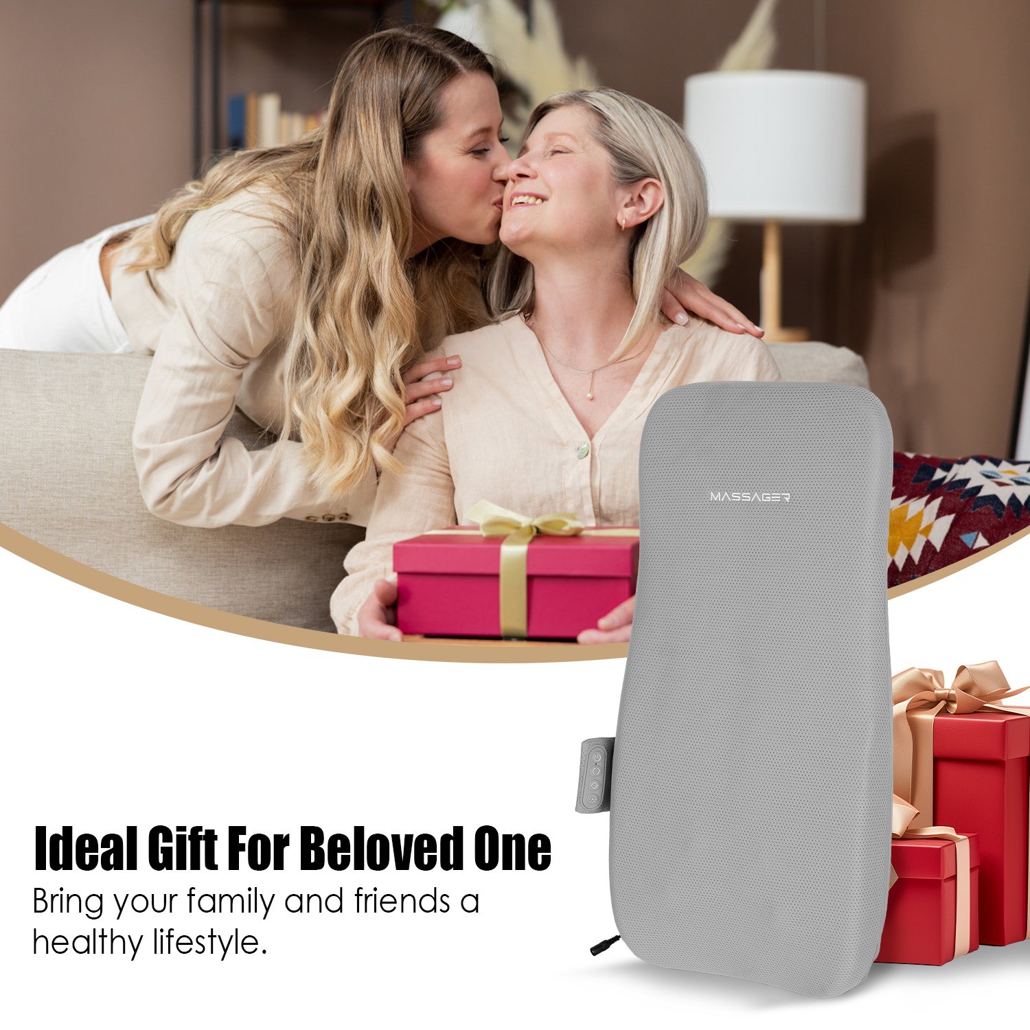 Shiatsu Full Back Massager for  Deep Tissue Heating Chair Massage Pad