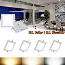 4X 12W 6-Inch Square Warm White Canless LED Recessed Ceiling Panel Light Fixture