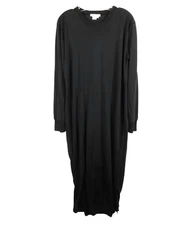 VTG WinterSilks WINTER SILKS BLACK DRESS Lounge Silk Knit Shift Night Gown M