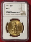 1924 $20 ST GAUDENS GOLD DOUBLE EAGLE -NGC MINT STATE MS-63 CHOICE!