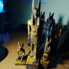 Rare set replica of 3 sculptures of Anubis collection,  handmade in luxor, Egypt