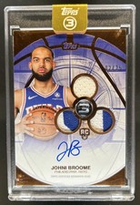 2025-26 Topps Three Johni Broome Rookie 3 Patch Vertical Auto RC Bronze #/25