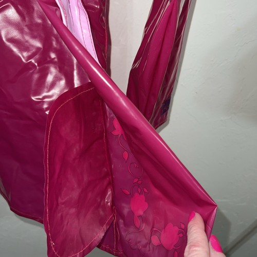 Vintage 2000’s Mattel Barbie PVC Rain Coat 5 Roses Glam Princess Y2K Kids Pink - Picture 12 of 23