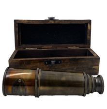 Antique Brass Telescope W. Ottway&Co Ltd London 1915 Royal Navy With Wooden Box