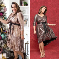 Lane Bryant Copper Sequin Party Dress - Size 18/20