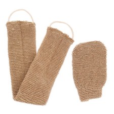 2Pcs Brown Ramie Jute Bath Scrubber Reusable Back Exfoliator for Bathing