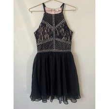 Francesca's Collections Black and Blush Lace dark romantic Halter Dress S