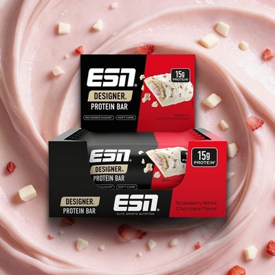 ESN Designer Protein Bar Riegel  Strawbarry White Chocolate 12x45g