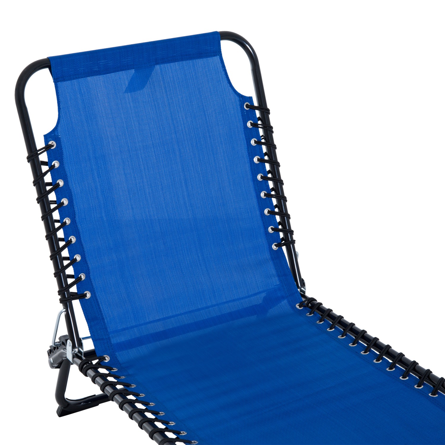 Foldable Chaise Lounge Chair Reclining Back Breathable Mesh for Poolside Camping