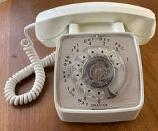 Vintage GTE Automatic Electric  rotary phone cream beige untested