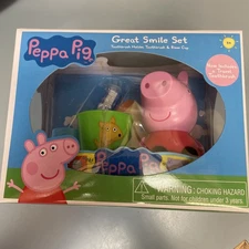 NEW Peppa Pig Kids Travel Toothbrush, Holder & Rinse Cup Great Smile Set Gift